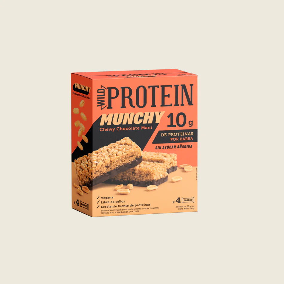 Barritas Wild Protein Munchy Chocolate - Maní Display 4 Unidades