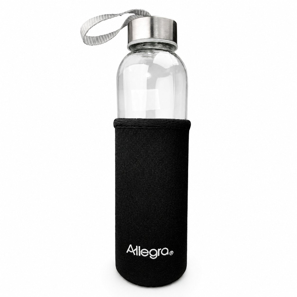 Botella de vidrio Allegra con funda de color 450 cc