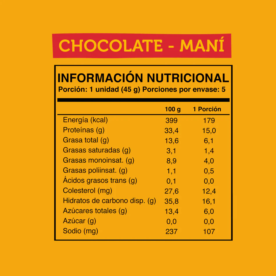 Barritas Wild Protein Chocolate - Maní Display 5 Unidades