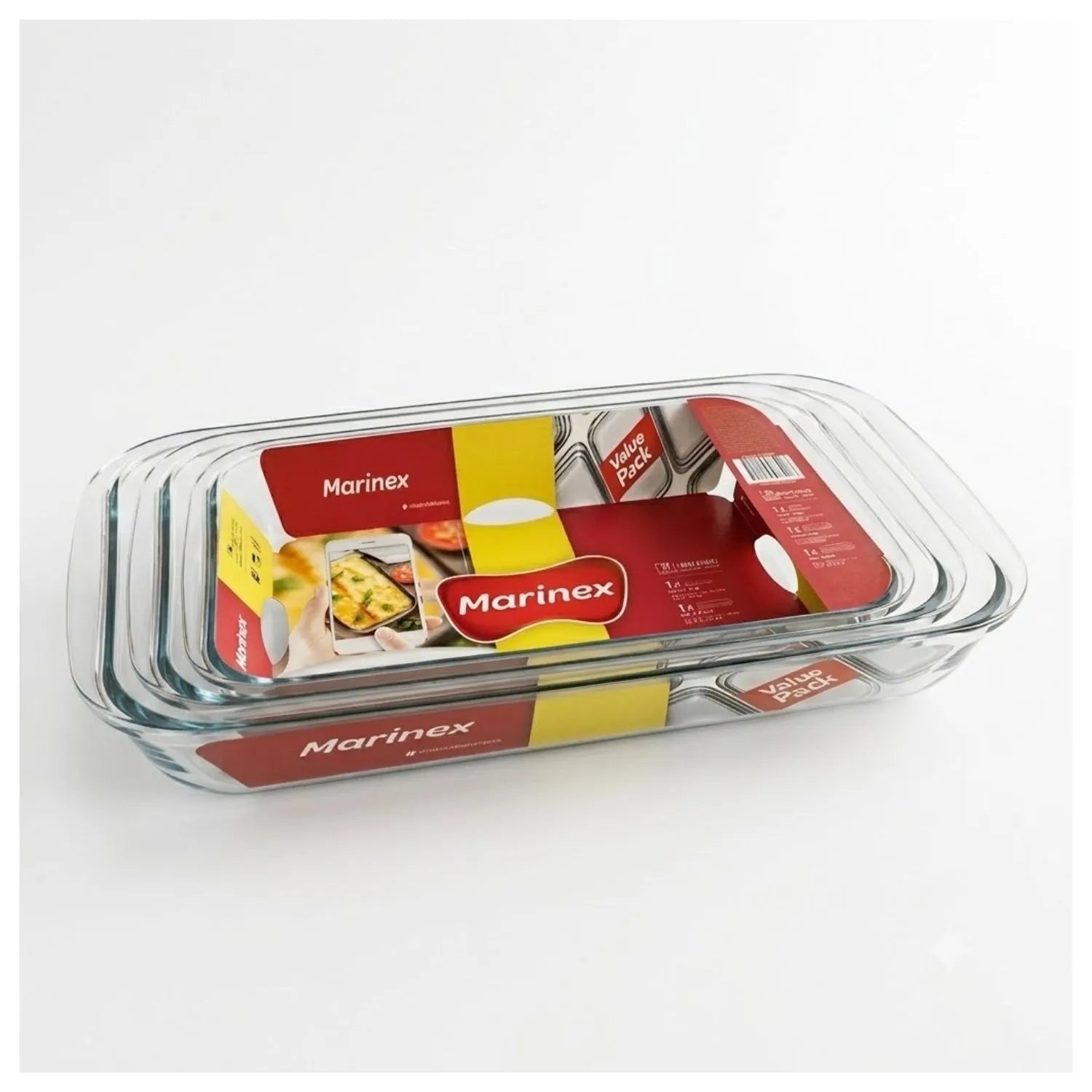 Pack 3 Fuentes Rectangulares de Vidrio Marinex